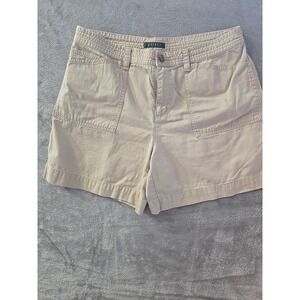 Lauren Ralph Lauren Shorts Womens 12 Khaki Chino High‎ Rise Cotton Hiking Casual